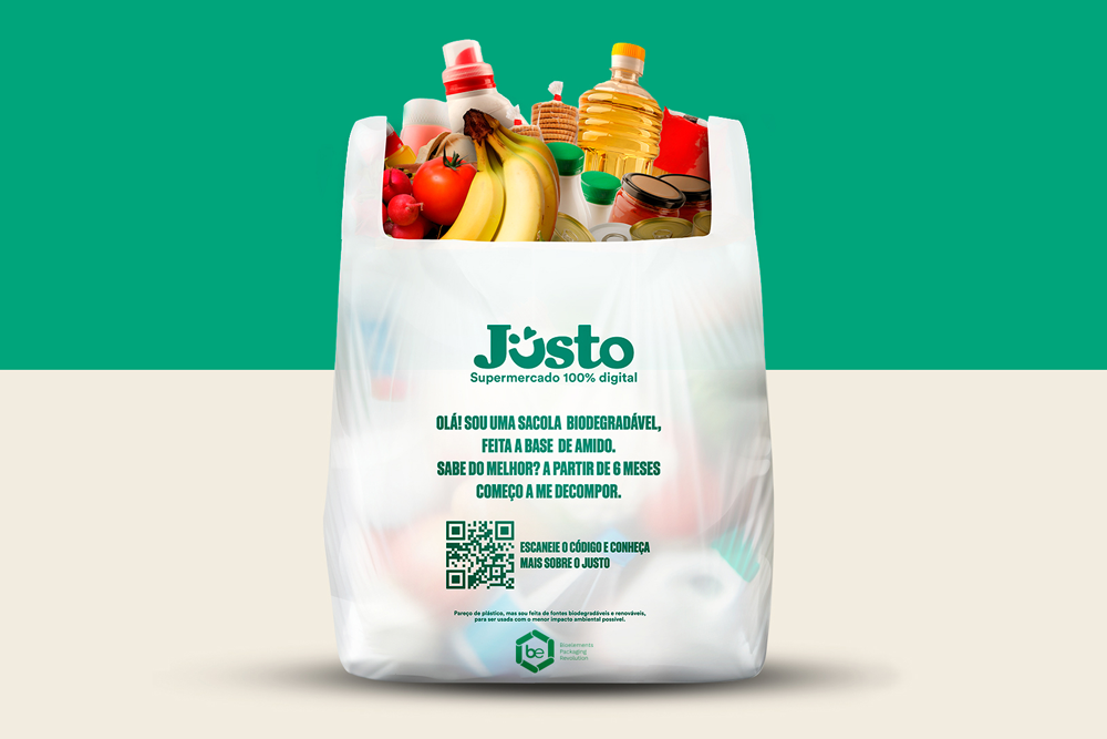 Parceria entre supermercado digital Justos e a Bioelements vai substituir 600 mil sacolas plásticas por mês - Fitec Tec News